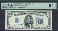Fr.1652 1934B $5 Silver Certificate, Ch./Gem, PMG64 Exceptional Paper Quality